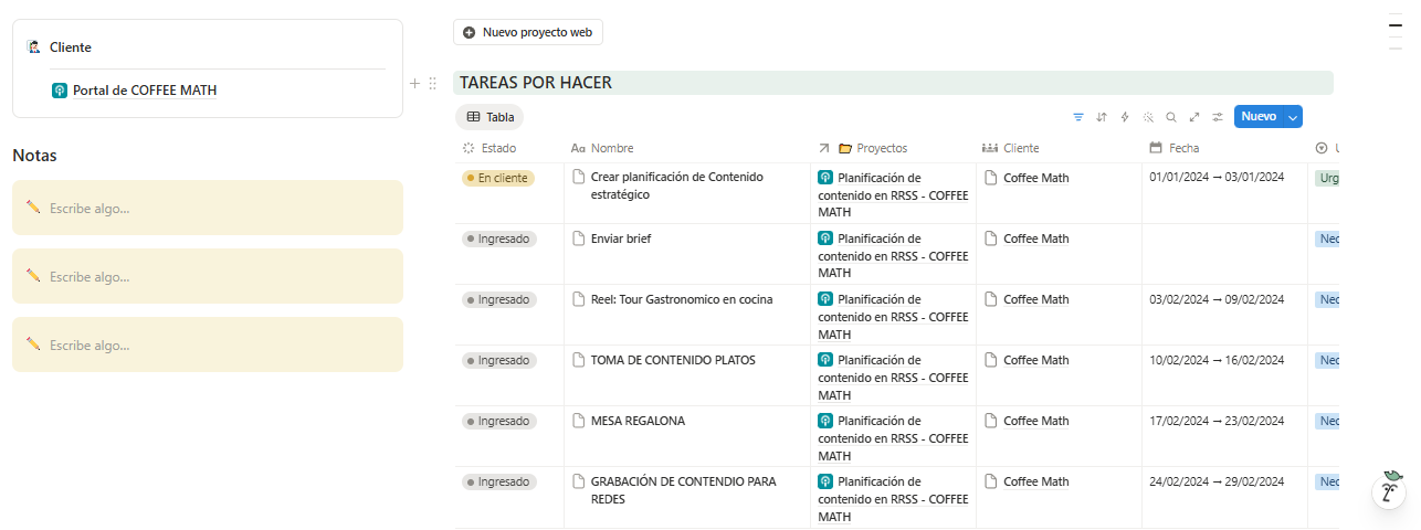 Tareas del cliente